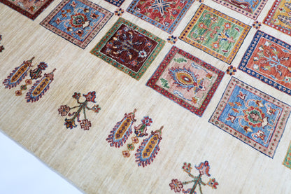 302 x 398 cm | Four Season Afghan Tribal Hand Knotted Veg Dye Wool carpet