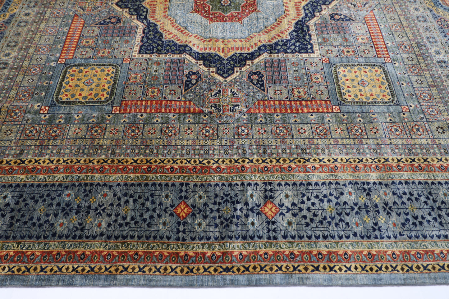309 x 417 cm | Mamluk Gray Fine Quality Area Rug Afghan Hand Knotted Veg Dye Wool carpet