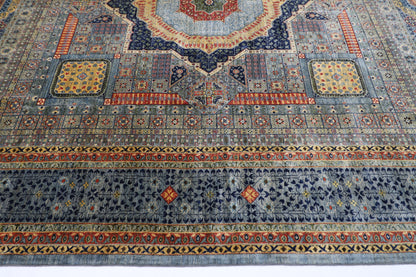 309 x 417 cm | Mamluk Gray Fine Quality Area Rug Afghan Hand Knotted Veg Dye Wool carpet