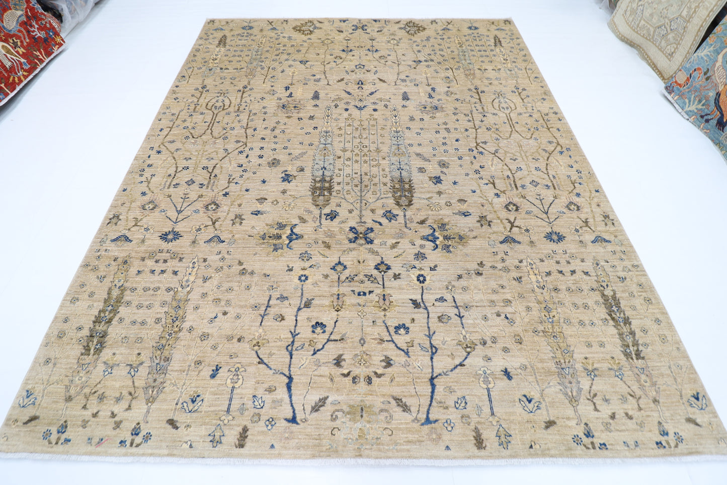 249 x 301 cm | Oriental Tree of life Area Rug Afghan Hand Knotted Veg Dye Wool carpet