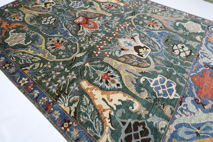 298 x 416 cm | Kawros Green Afghan Tribal Hand Knotted Veg Dye Wool carpet