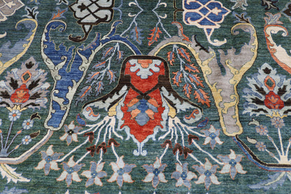 298 x 416 cm | Kawros Green Afghan Tribal Hand Knotted Veg Dye Wool carpet