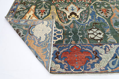298 x 416 cm | Kawros Green Afghan Tribal Hand Knotted Veg Dye Wool carpet