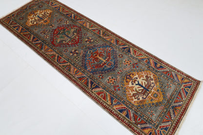 76 x 224 cm | Kazak Gray Runner Rug Afghan Hand Knotted veg Dye Wool carpet