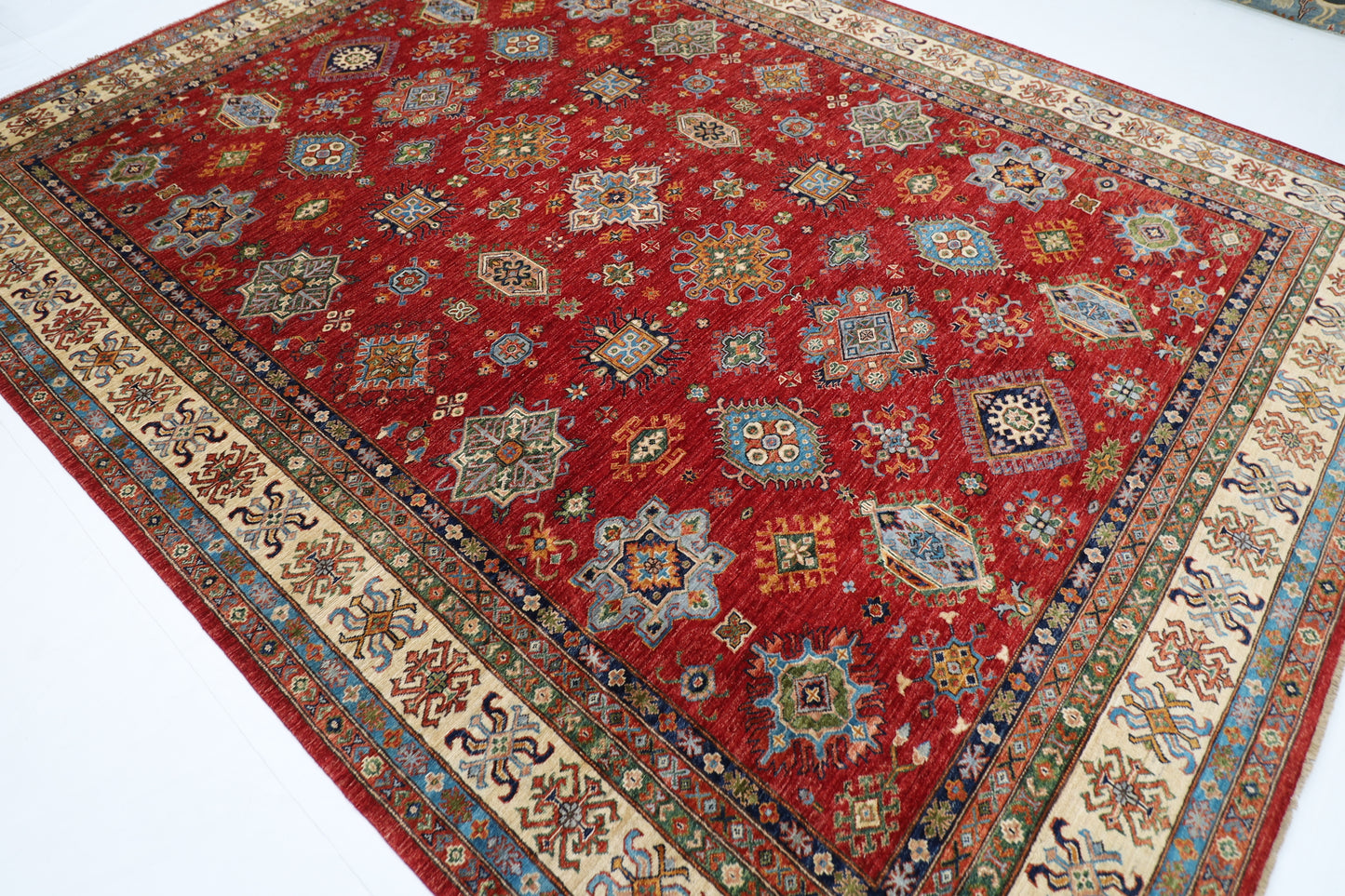 277 x 362 cm | Oriental kazak Red Area Rug Afghan Hand Knotted Veg Dye Wool carpet