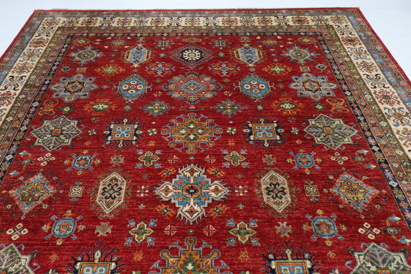 277 x 362 cm | Oriental kazak Red Area Rug Afghan Hand Knotted Veg Dye Wool carpet