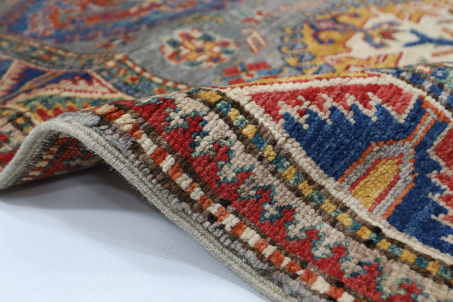 76 x 224 cm | Kazak Gray Runner Rug Afghan Hand Knotted veg Dye Wool carpet