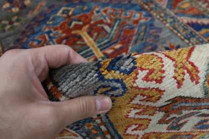 76 x 224 cm | Kazak Gray Runner Rug Afghan Hand Knotted veg Dye Wool carpet