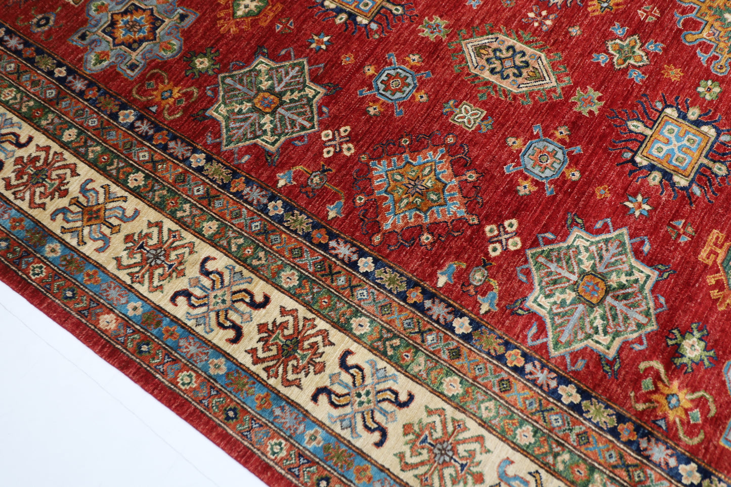 277 x 362 cm | Oriental kazak Red Area Rug Afghan Hand Knotted Veg Dye Wool carpet