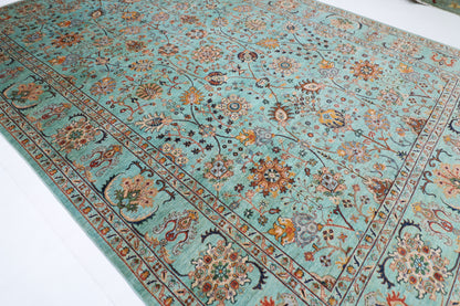 296 x 420 cm | Sultani Turquoise Afghan Tribal Hand Knotted Veg Dye Wool carpet