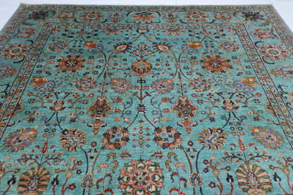 296 x 420 cm | Sultani Turquoise Afghan Tribal Hand Knotted Veg Dye Wool carpet