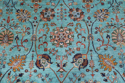 296 x 420 cm | Sultani Turquoise Afghan Tribal Hand Knotted Veg Dye Wool carpet