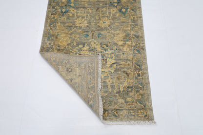 78 x 298 cm | Floral Gray Runner Rug Afghan Hand Knotted veg Dye Wool carpet