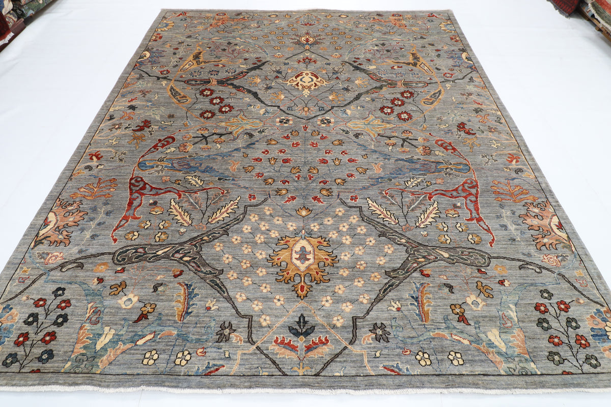 246 x 294 cm | Bidjar Gray Design Hand Knotted veg Dye Wool Afghan Carpet