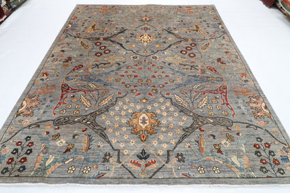 246 x 294 cm | Bidjar Gray Design Hand Knotted veg Dye Wool Afghan Carpet