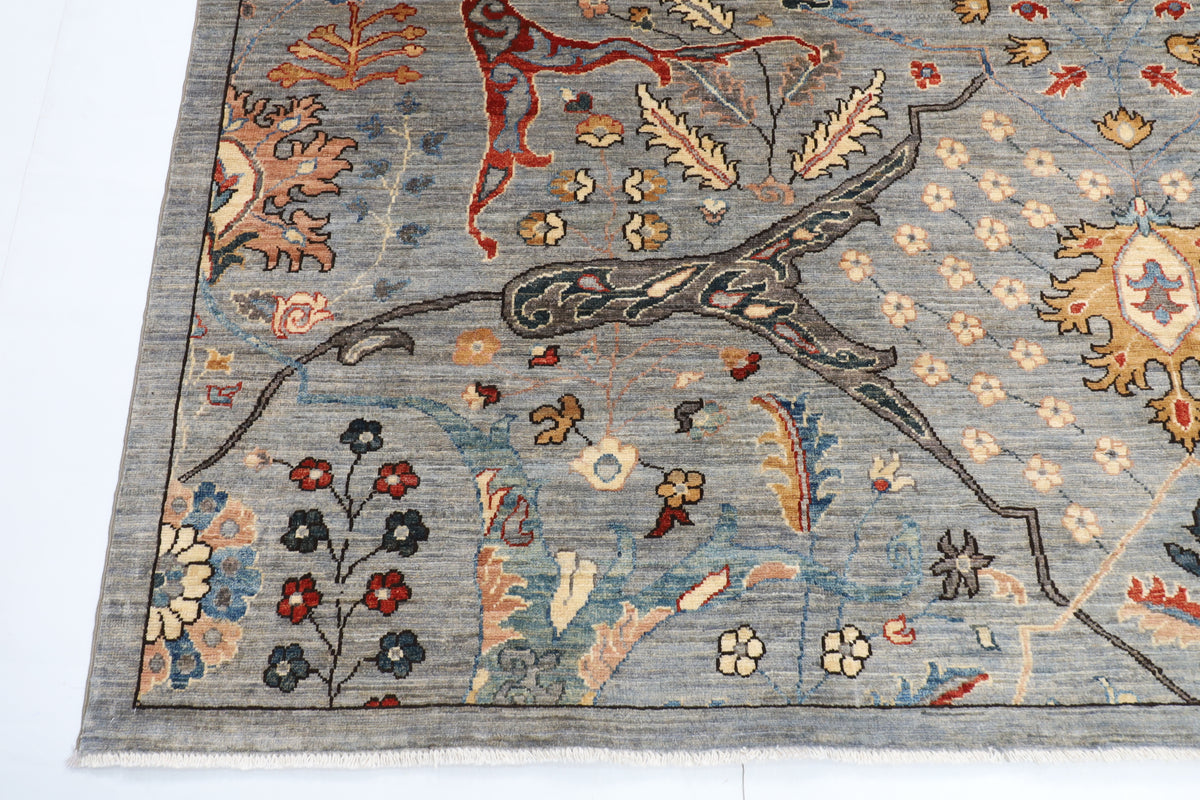 246 x 294 cm | Bidjar Gray Design Hand Knotted veg Dye Wool Afghan Carpet