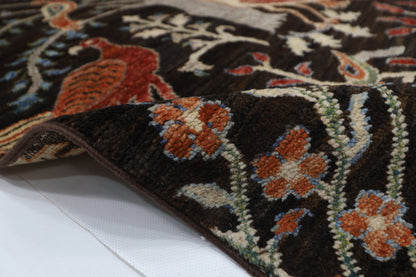 82 x 299 cm | Birds Black Runner Rug Afghan Hand Knotted veg Dye Wool carpet