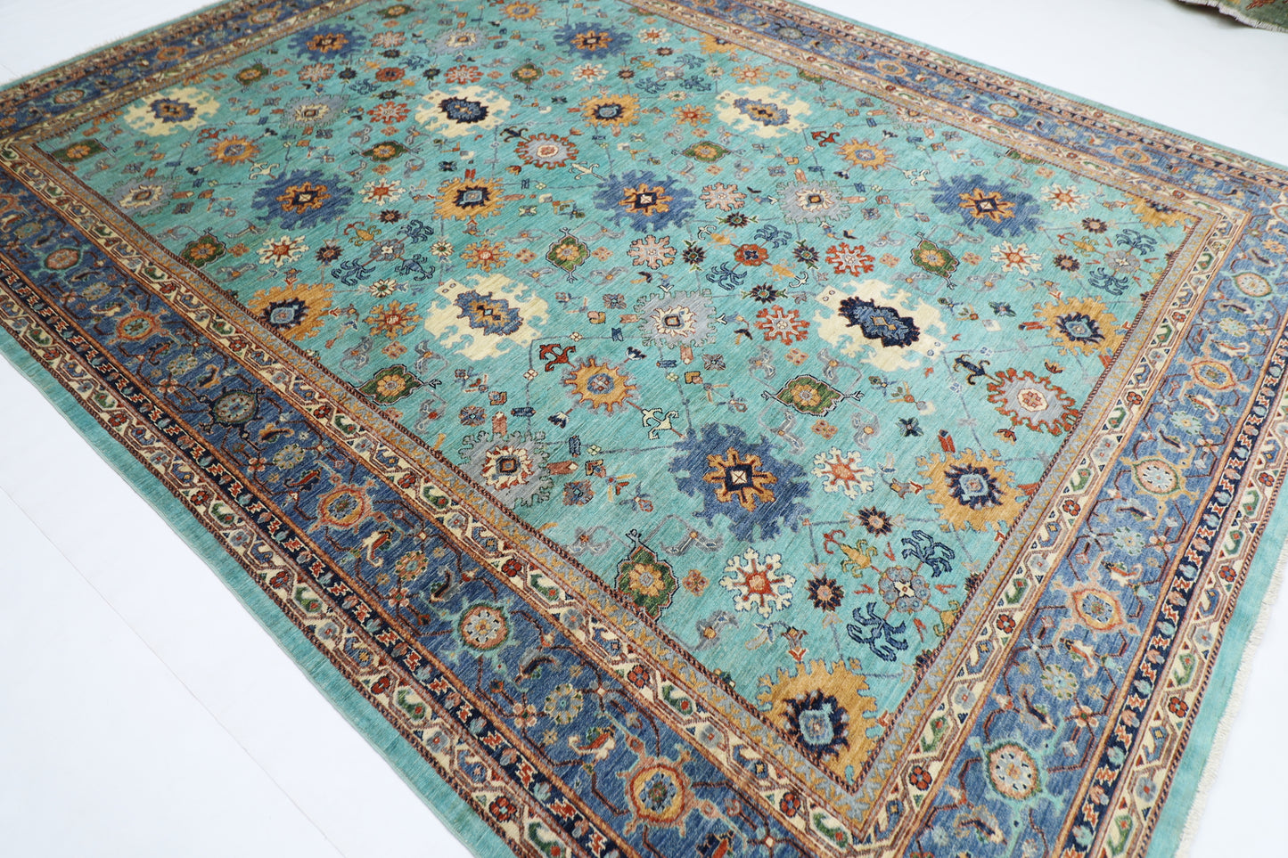 251 x 360 cm | Bidjar Turquoise Afghan Tribal Hand Knotted Veg Dye Wool carpet