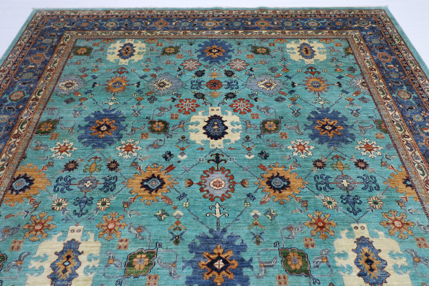 251 x 360 cm | Bidjar Turquoise Afghan Tribal Hand Knotted Veg Dye Wool carpet