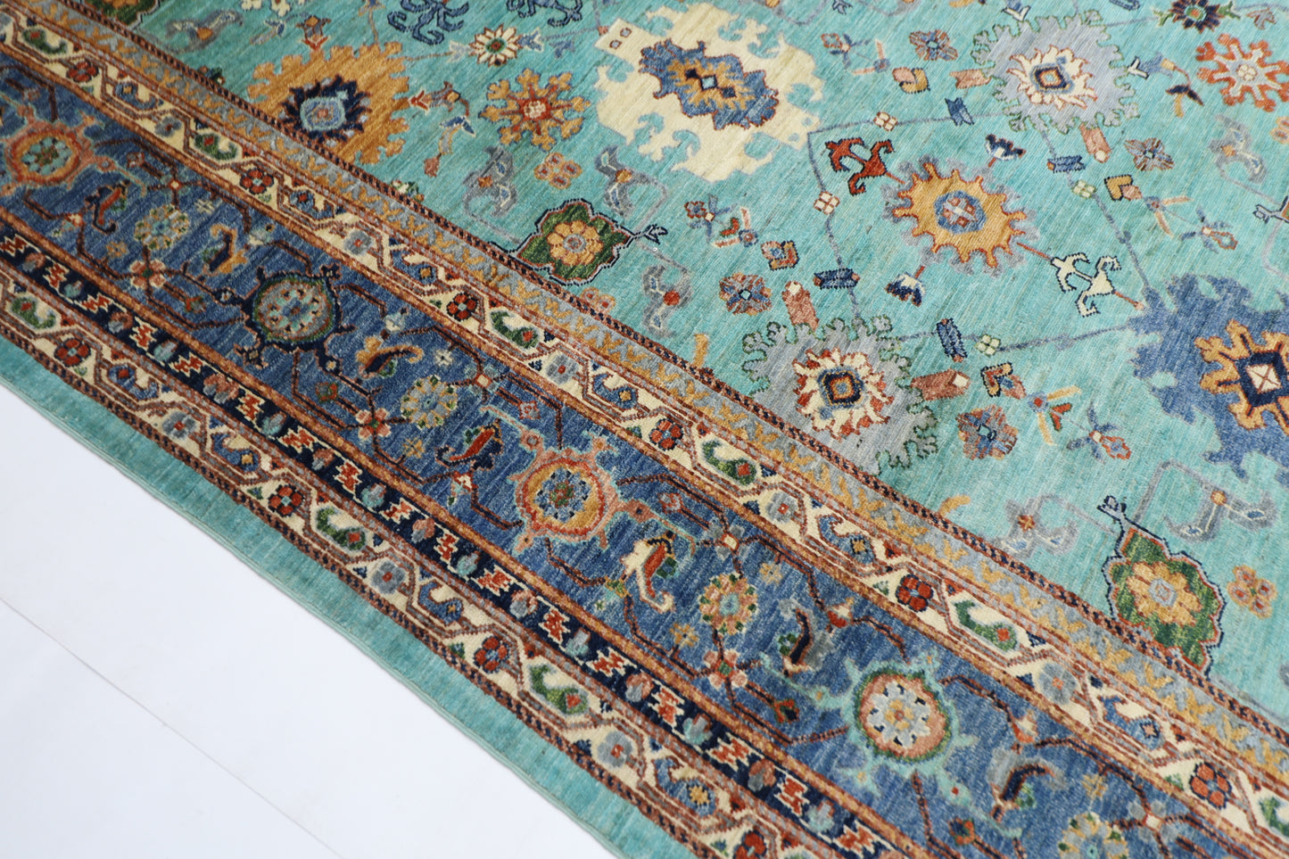 251 x 360 cm | Bidjar Turquoise Afghan Tribal Hand Knotted Veg Dye Wool carpet