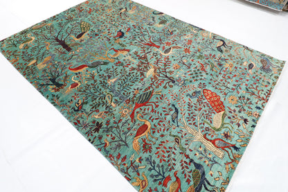 201 x 300 cm | Birds Design Hand Knotted veg Dye Wool Afghan Carpet
