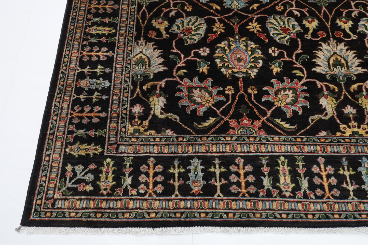 271 x 372 cm | Oriental Sultani Black Area Rug Afghan Hand Knotted Veg Dye Wool carpet