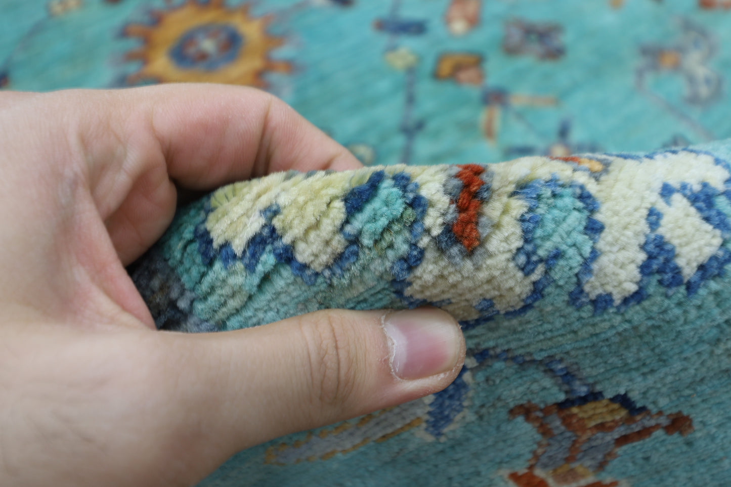 251 x 360 cm | Bidjar Turquoise Afghan Tribal Hand Knotted Veg Dye Wool carpet