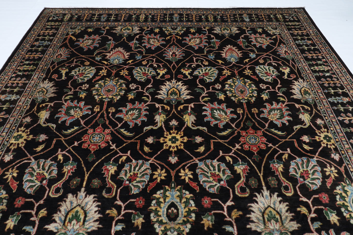 271 x 372 cm | Oriental Sultani Black Area Rug Afghan Hand Knotted Veg Dye Wool carpet