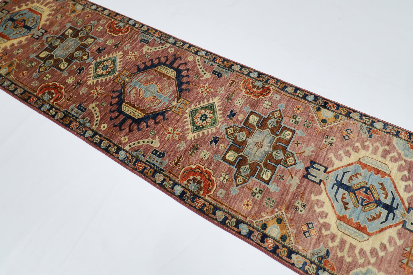 82 x 290 cm | Pink Tribal Runner Rug Afghan Hand Knotted veg Dye Wool carpet