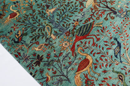 201 x 300 cm | Birds Design Hand Knotted veg Dye Wool Afghan Carpet