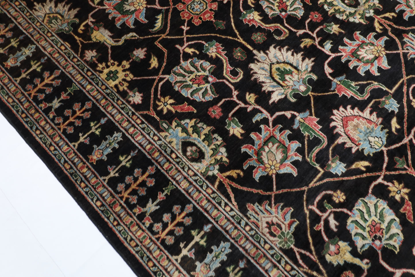 271 x 372 cm | Oriental Sultani Black Area Rug Afghan Hand Knotted Veg Dye Wool carpet