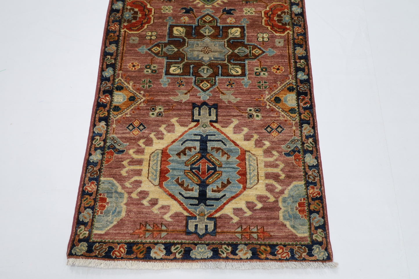 82 x 290 cm | Pink Tribal Runner Rug Afghan Hand Knotted veg Dye Wool carpet