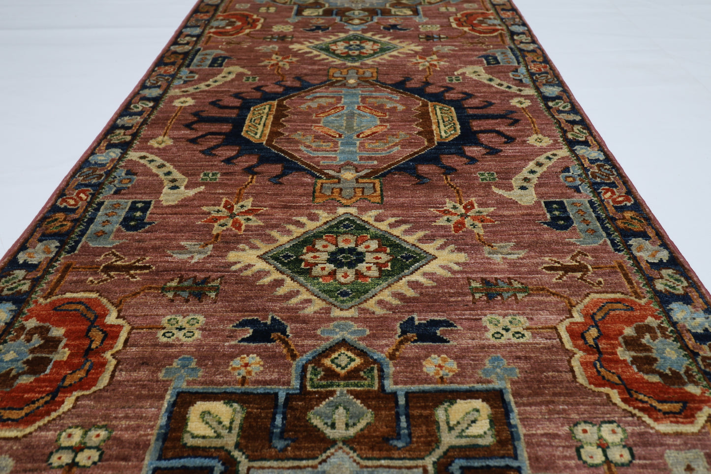 82 x 290 cm | Pink Tribal Runner Rug Afghan Hand Knotted veg Dye Wool carpet