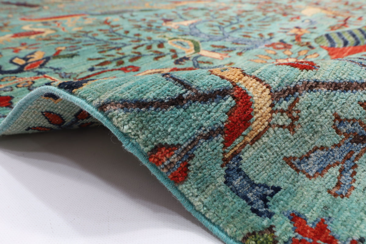 201 x 300 cm | Birds Design Hand Knotted veg Dye Wool Afghan Carpet