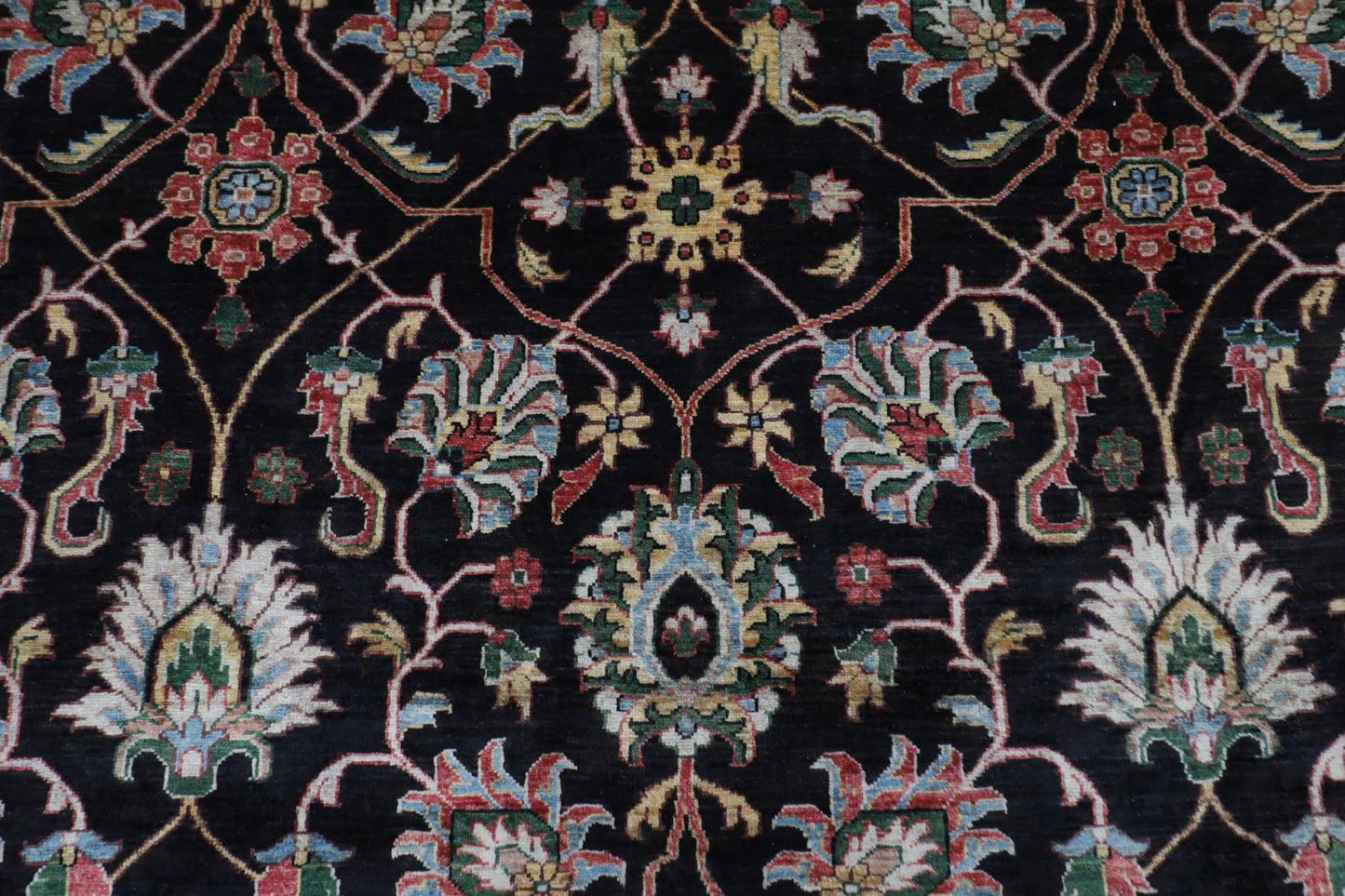 271 x 372 cm | Oriental Sultani Black Area Rug Afghan Hand Knotted Veg Dye Wool carpet
