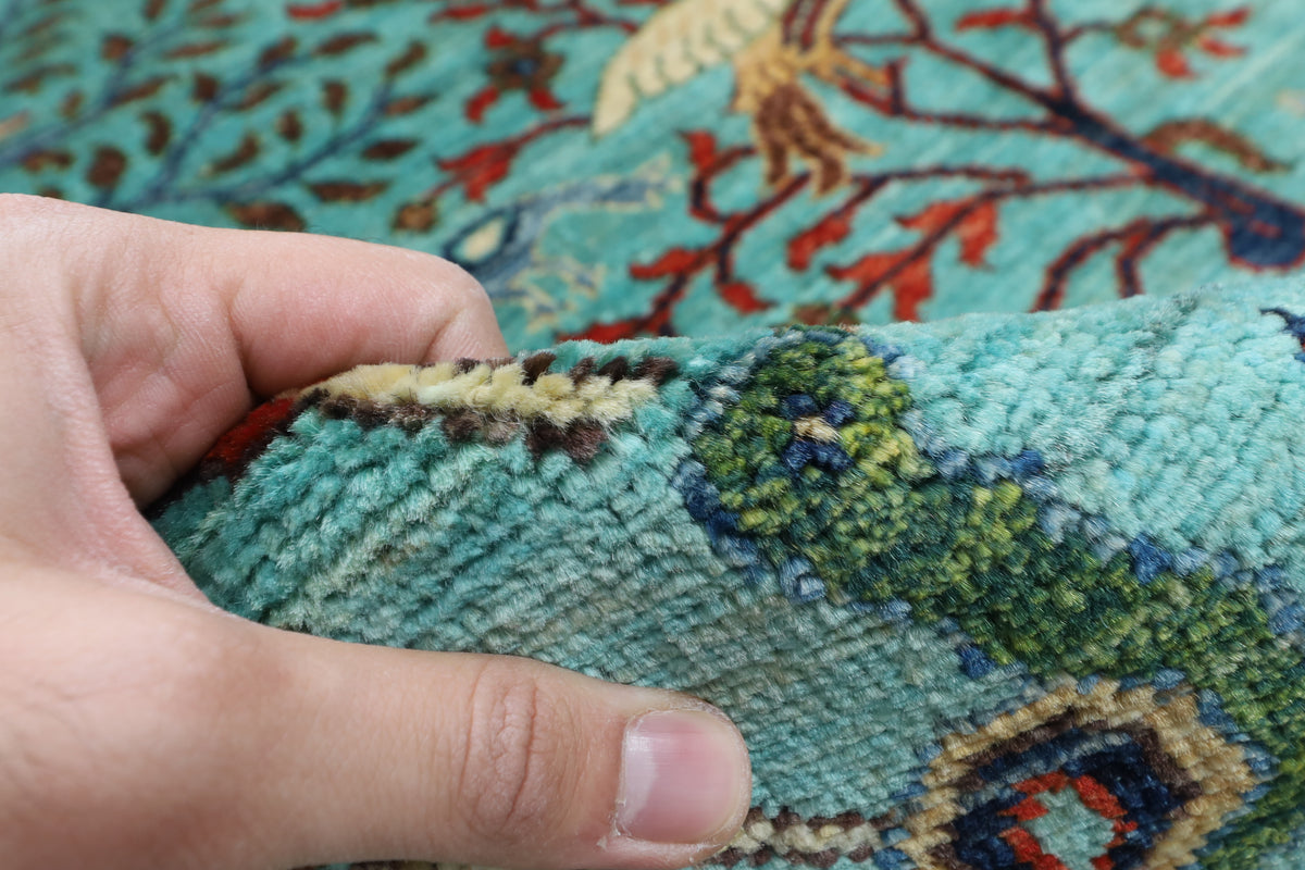 201 x 300 cm | Birds Design Hand Knotted veg Dye Wool Afghan Carpet