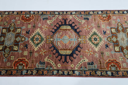 82 x 290 cm | Pink Tribal Runner Rug Afghan Hand Knotted veg Dye Wool carpet