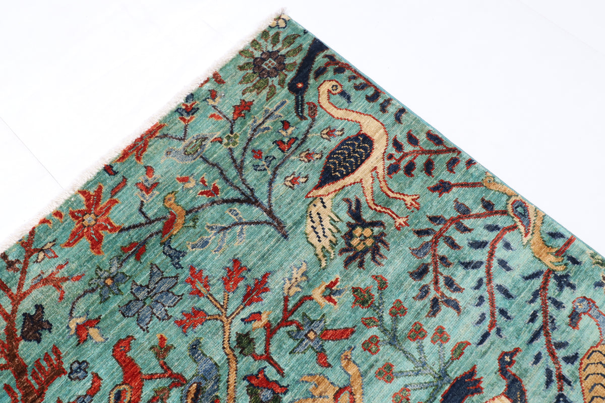 201 x 300 cm | Birds Design Hand Knotted veg Dye Wool Afghan Carpet