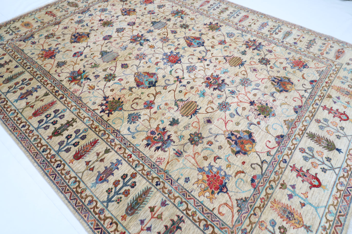 270 x 354 cm | Sultani Afghan Tribal Hand Knotted Veg Dye Wool carpet