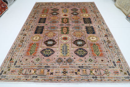 250 x 295 cm | Oriental Waziri Pink Area Rug Afghan Hand Knotted Veg Dye Wool carpet