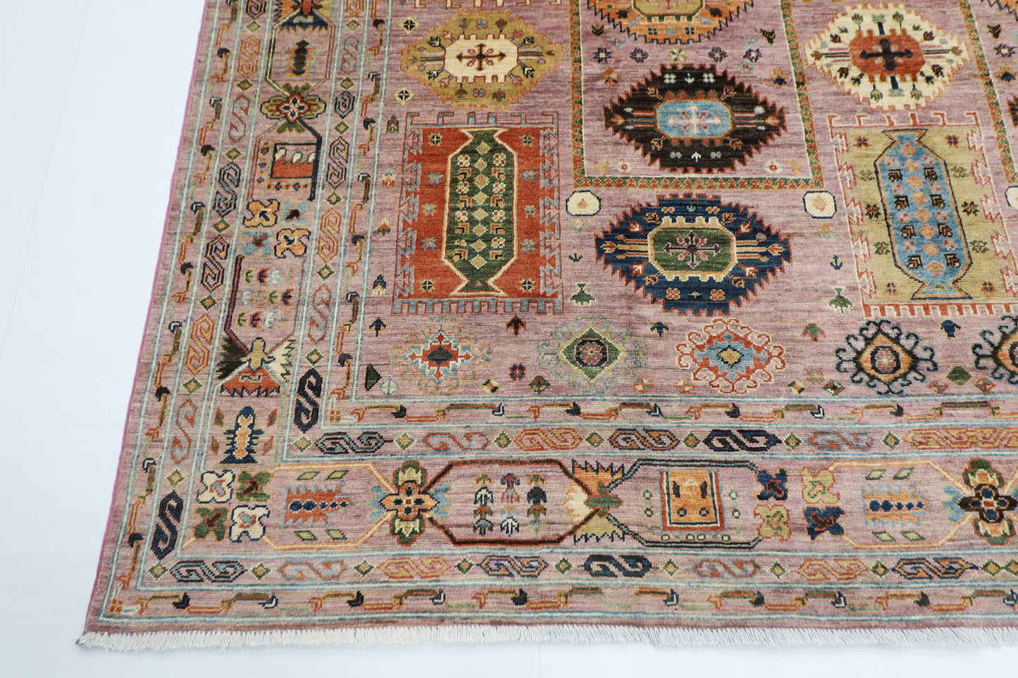 250 x 295 cm | Oriental Waziri Pink Area Rug Afghan Hand Knotted Veg Dye Wool carpet