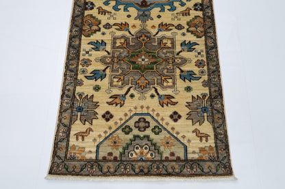 83 x 253 cm | Beige Tribal Runner Rug Afghan Hand Knotted veg Dye Wool carpet