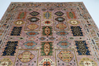 250 x 295 cm | Oriental Waziri Pink Area Rug Afghan Hand Knotted Veg Dye Wool carpet