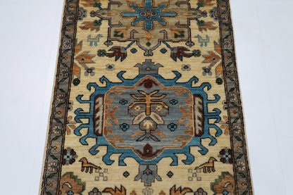 83 x 253 cm | Beige Tribal Runner Rug Afghan Hand Knotted veg Dye Wool carpet