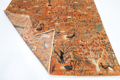 245 x 290 cm | Birds Yellow Design Hand Knotted veg Dye Wool Afghan Carpet