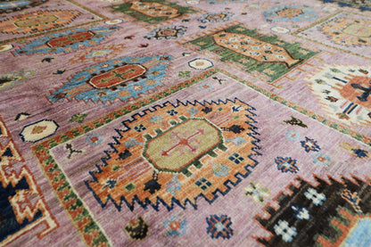 250 x 295 cm | Oriental Waziri Pink Area Rug Afghan Hand Knotted Veg Dye Wool carpet