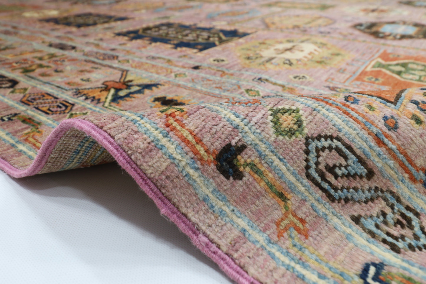 250 x 295 cm | Oriental Waziri Pink Area Rug Afghan Hand Knotted Veg Dye Wool carpet