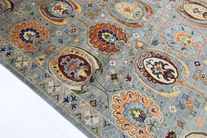 305 x 417 cm | Suzani Afghan Tribal Hand Knotted Veg Dye Wool carpet