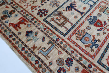 86 x 297 cm | Beige Animal Runner Rug Afghan Hand Knotted veg Dye Wool carpet