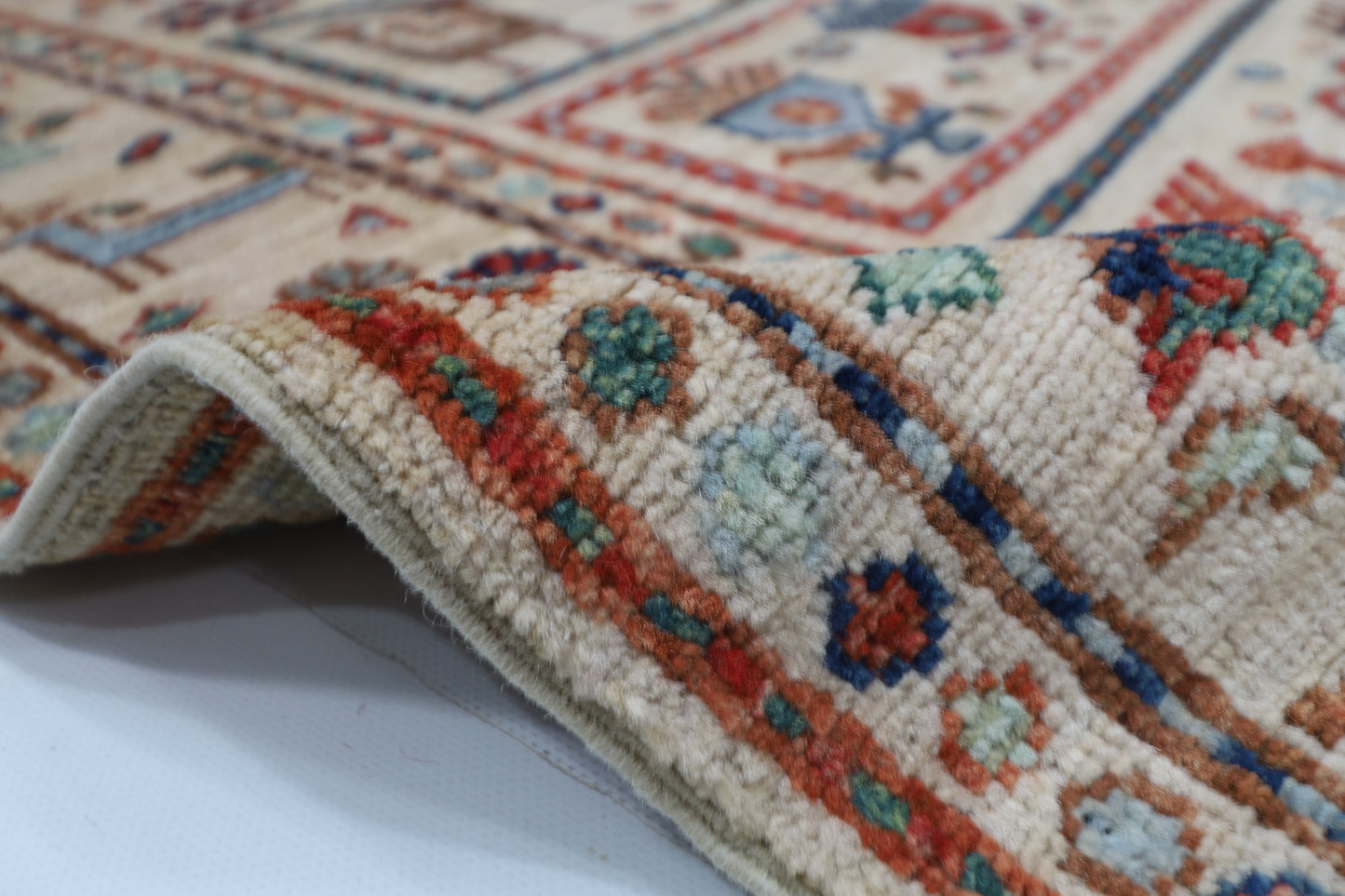 86 x 297 cm | Beige Animal Runner Rug Afghan Hand Knotted veg Dye Wool carpet